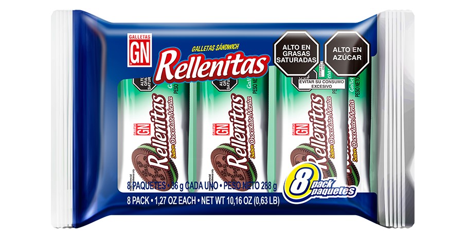 Paquete de Rellenitas Chocolate Menta x8